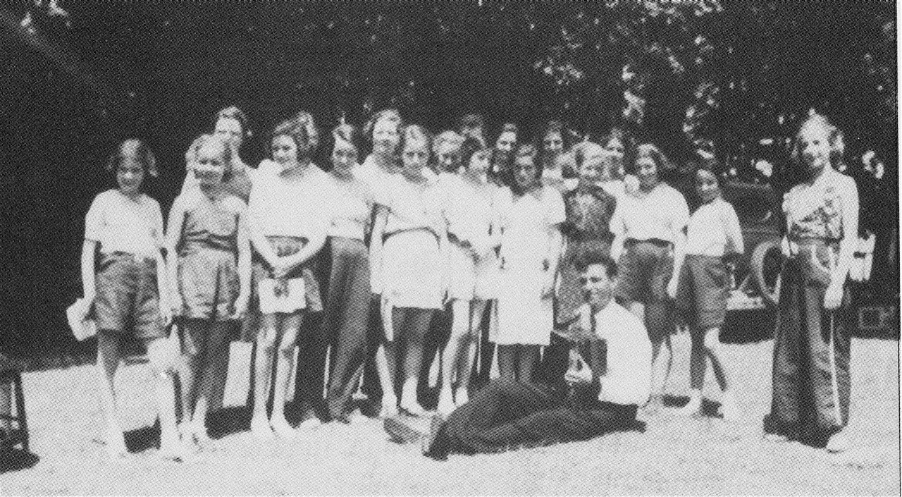 1939, all girls camp. Uncle Charlie is pictured with his accordian.