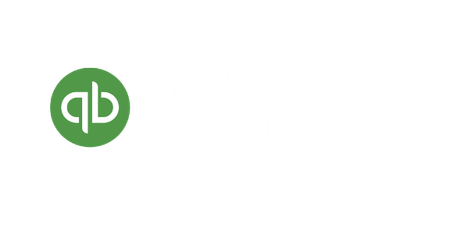 QuickBooks logo with green circle and white 'qb' symbol, and the words 'Intuit QuickBooks' in white text.