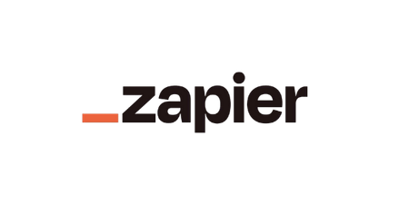 Zapier logo with a lowercase 'z' and the word 'zapier' in dark letters.