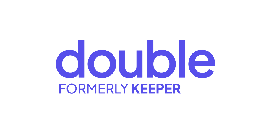 The image features the words 'double' in large purple letters, and 'FORMERLY KEEPER' in smaller purple letters underneath.