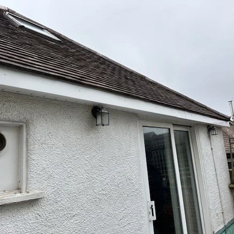 rear of the bungalow showing new UPVC fascia fitted