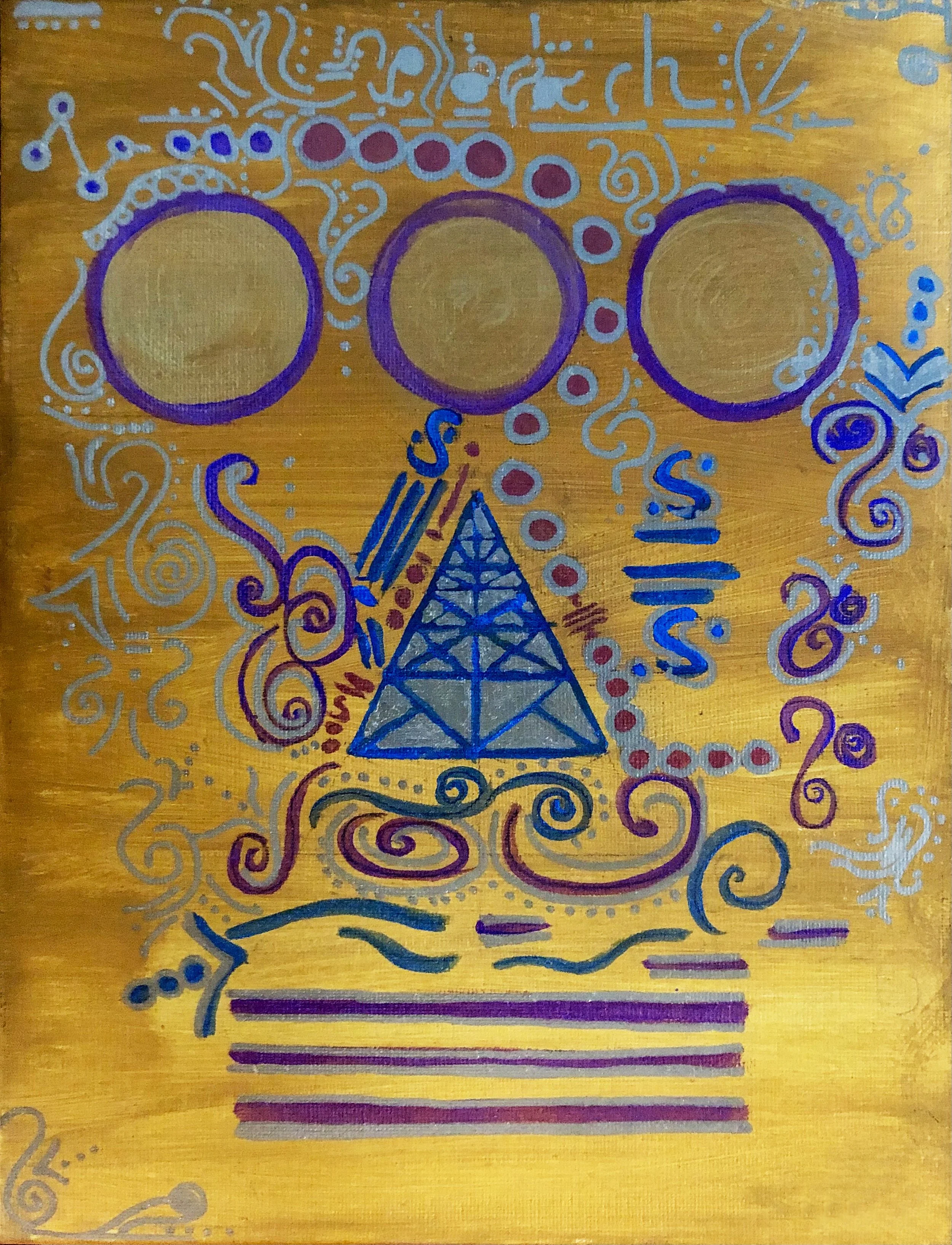 Universal Planets' Ascension Codes 'Embodied and captured into the Earthly plane; Mount Entoto, Ethiopia 2023 ©
297mm by 200mm approx, Canvas, 15mm thickness, Portrait, Waterbased/Eco- acrylics, and Metallic Ink Pen.