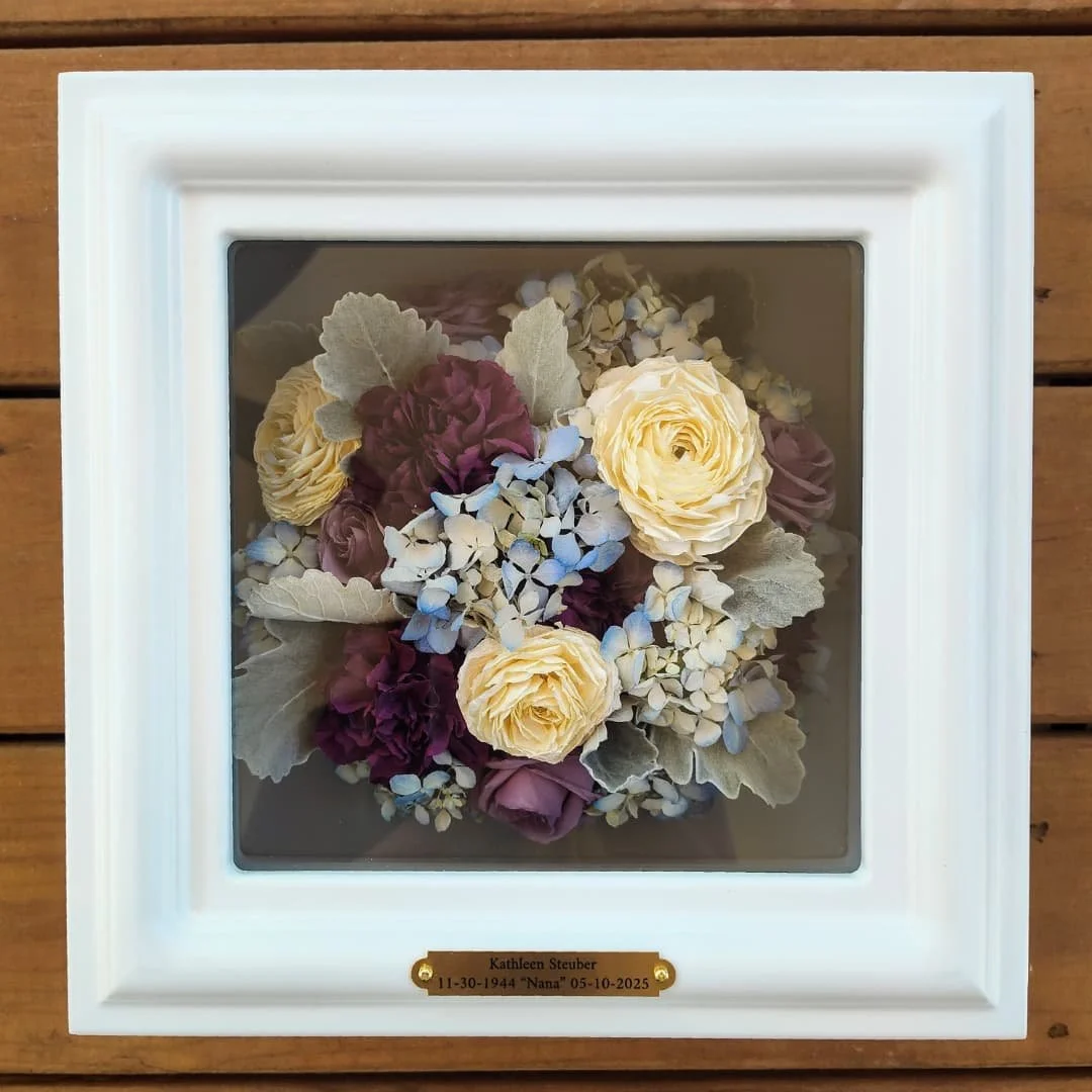 What a wonderful day 🌼

Trey &amp; Brandon are the sweetest couple! So glad they found my info (Thanks Melissa!) after finding out Victorian Seasons was closed! 

Now they both have a shadowbox in memory for both their Grandmas 💛 So grateful for th
