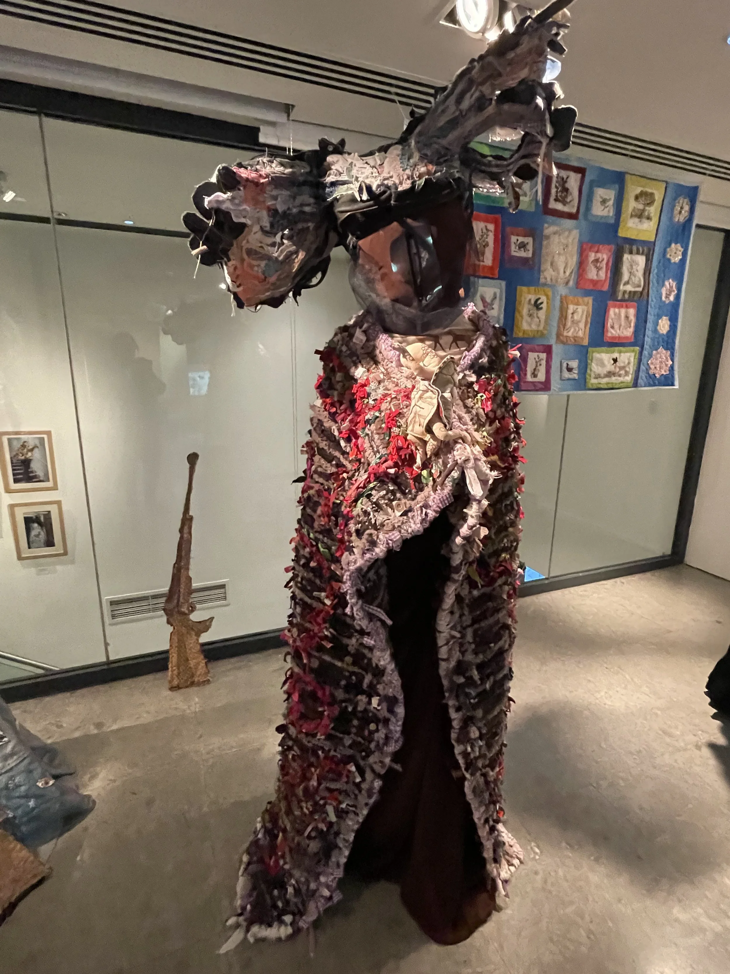 Deer Woven rag rug with embroidery by Kang Sing Fung, Lorna Lambert, Sameena Kazmi
Designed and made by Rachael Matthews using cloth found on the streets of East London for KwD - May 2022