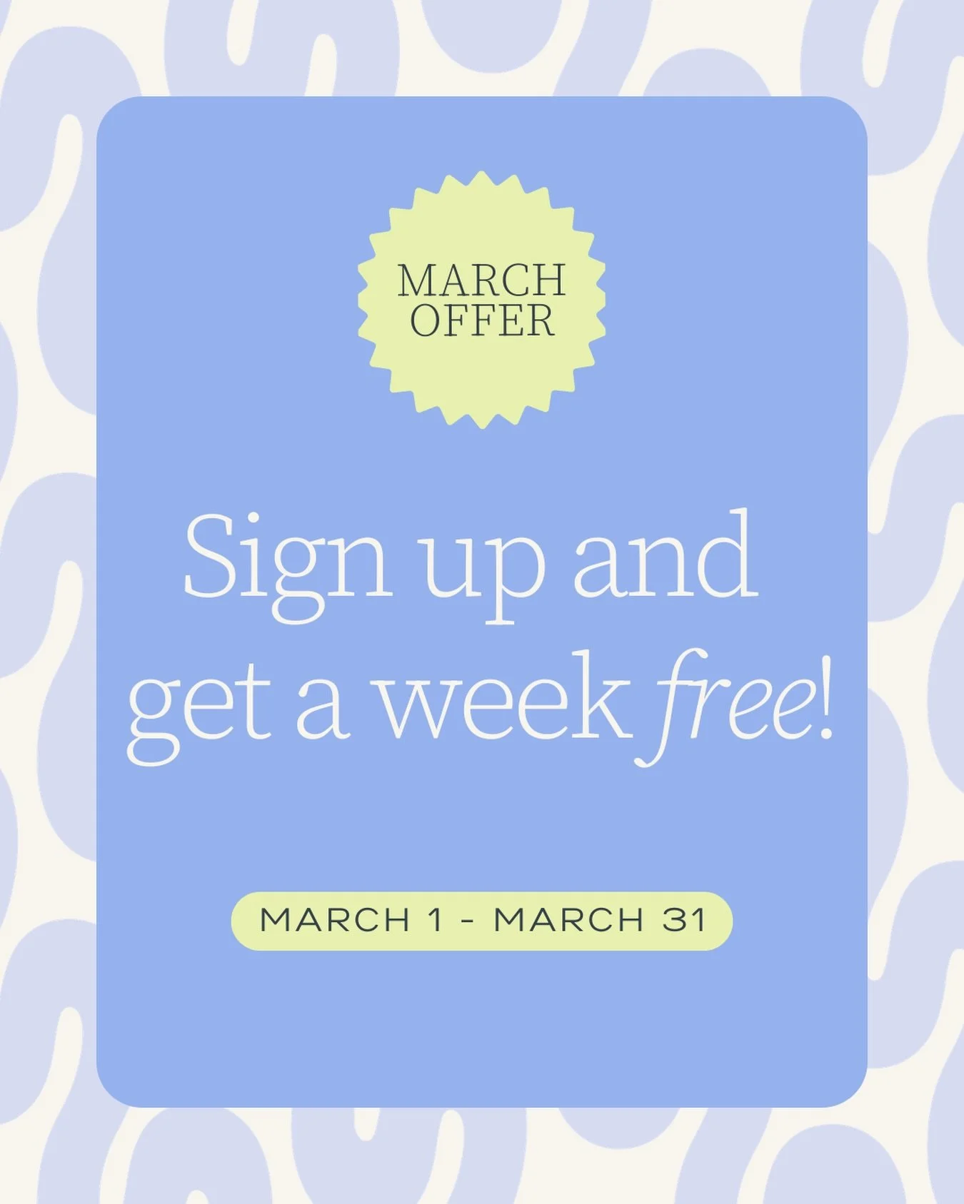 Yep, you read that right - sign up for any SALT membership in the month of March and get your first week FREE 🤩

As the weather cools and life gets busy, it&rsquo;s the perfect time to set up a routine that keeps you feeling energised, strong and mo