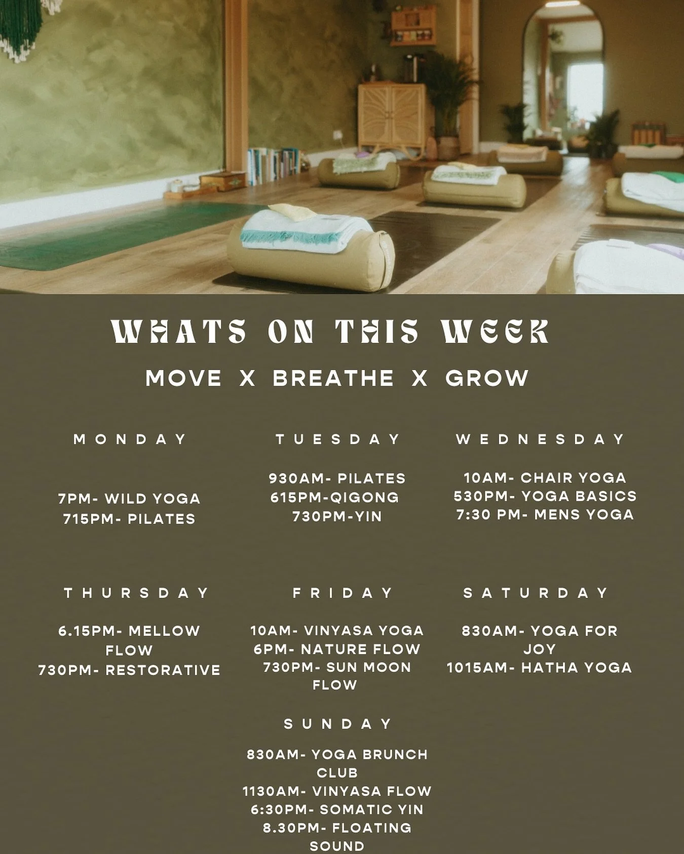 Did you know&hellip;that you carry a light within you &amp; it grows brighter when you pause? 💡💫

Here&rsquo;s some moments to nurture your light 👆

What&rsquo;s on at the studio this week 🙌