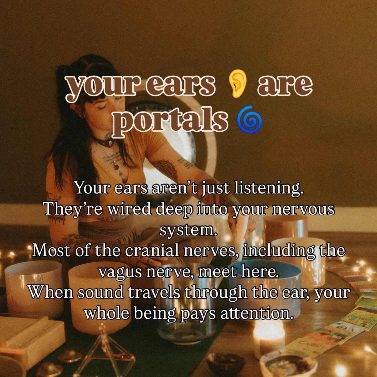 Forever fascinated by how sound converses with the nervous system.

The ear is the gateway, the vagus nerve listens, and the whole body reshapes itself around the possibility of safety 🤯🙌💫

Sound vibrations help to trigger the relaxation response 