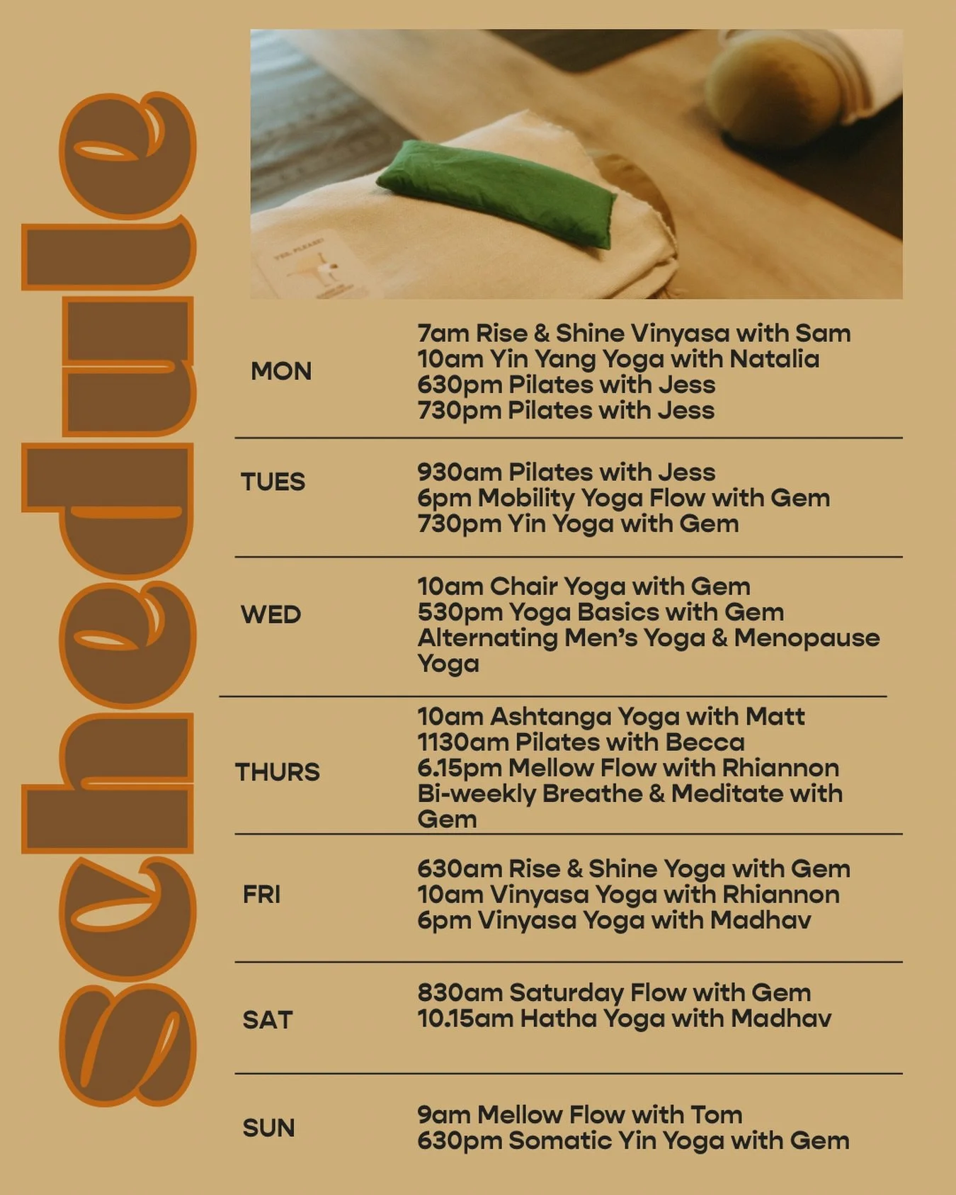 Movement, rest &amp; space is always on the menu here ✨

We&rsquo;ve had a shuffle of our timetable with a few additions we are so excited to shout about! 

Tuesdays- for now, we&rsquo;re down a QiGong teacher as we said a farewell to Rach so instead