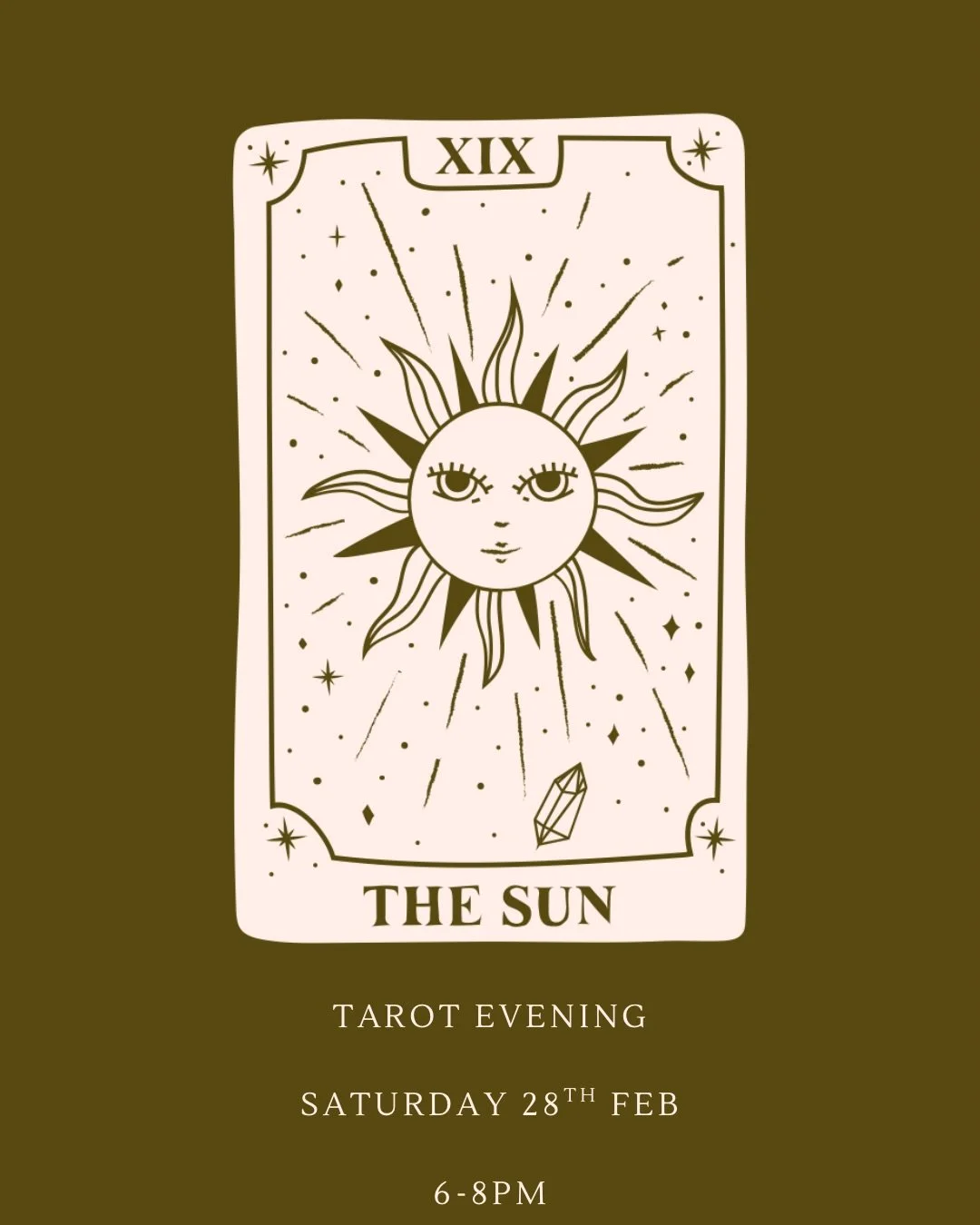 ✨Tarot, tasty nibbles &amp; a dreamy mini sound bath✨

With @abitheyogawitch &amp; @earthling.gem 

Saturday 28th February
6-8pm

A perfect Saturday night filled with a little magic, insights &amp; connection in our cosy studio, grab a friend or come