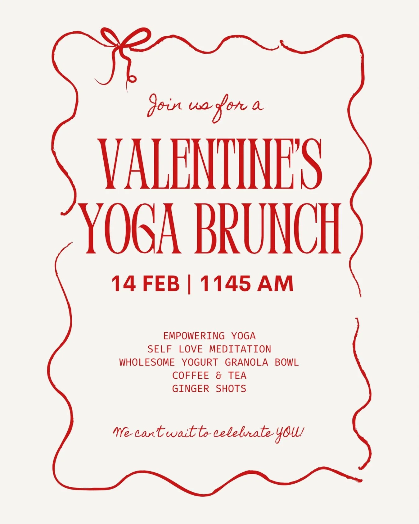 Be our Valentine 💌 💘 

Single or not, this one&rsquo;s for you! Come on your own or bring your love or your bestie

Join Gem for a wholesome Valentines date with a nourishing &amp; empowering all level yoga flow &amp; self love meditation followed 