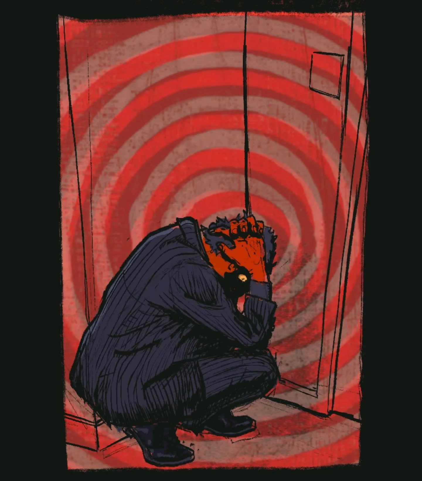'ManNotHavingGutTime' 

Iets wat ik vorige zomer vergeten ben om te posten 😔🤙

Ik mis de zon

#digitalart #texture #clipstudiopaint #red #onepanelcomic #texturedart
#spiraling #redman #illustration