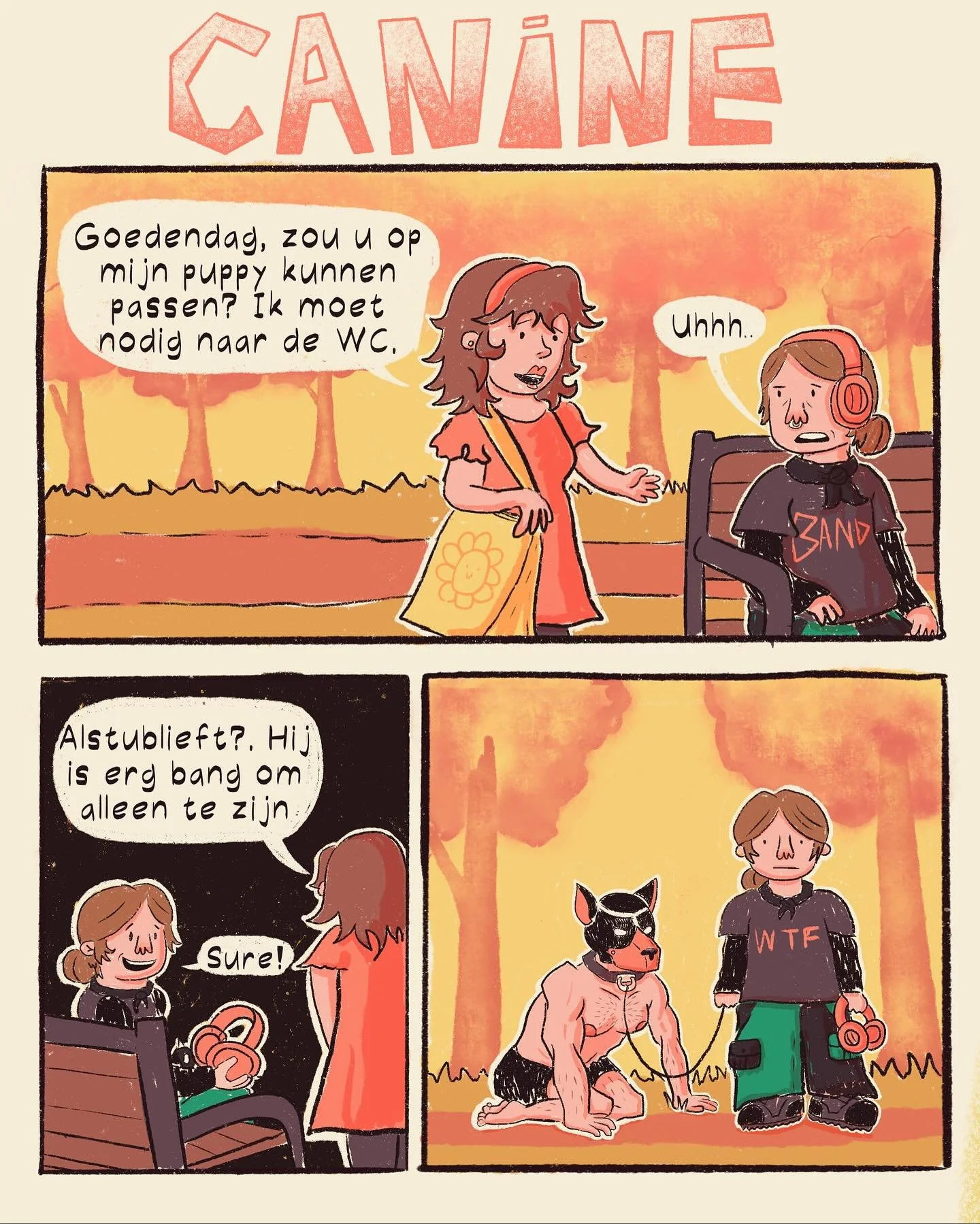 Een van de comics die ik heb gemaakt in oktober, maar dan met kleur😈

Heb allicht inktober/trashtober gefaald, maar in m&rsquo;n hart ben ik nogsteeds n winnaar. 

#cartoon #procreate #illustrator #cartoonist #canine #stripverhaal #comic #shortcomic