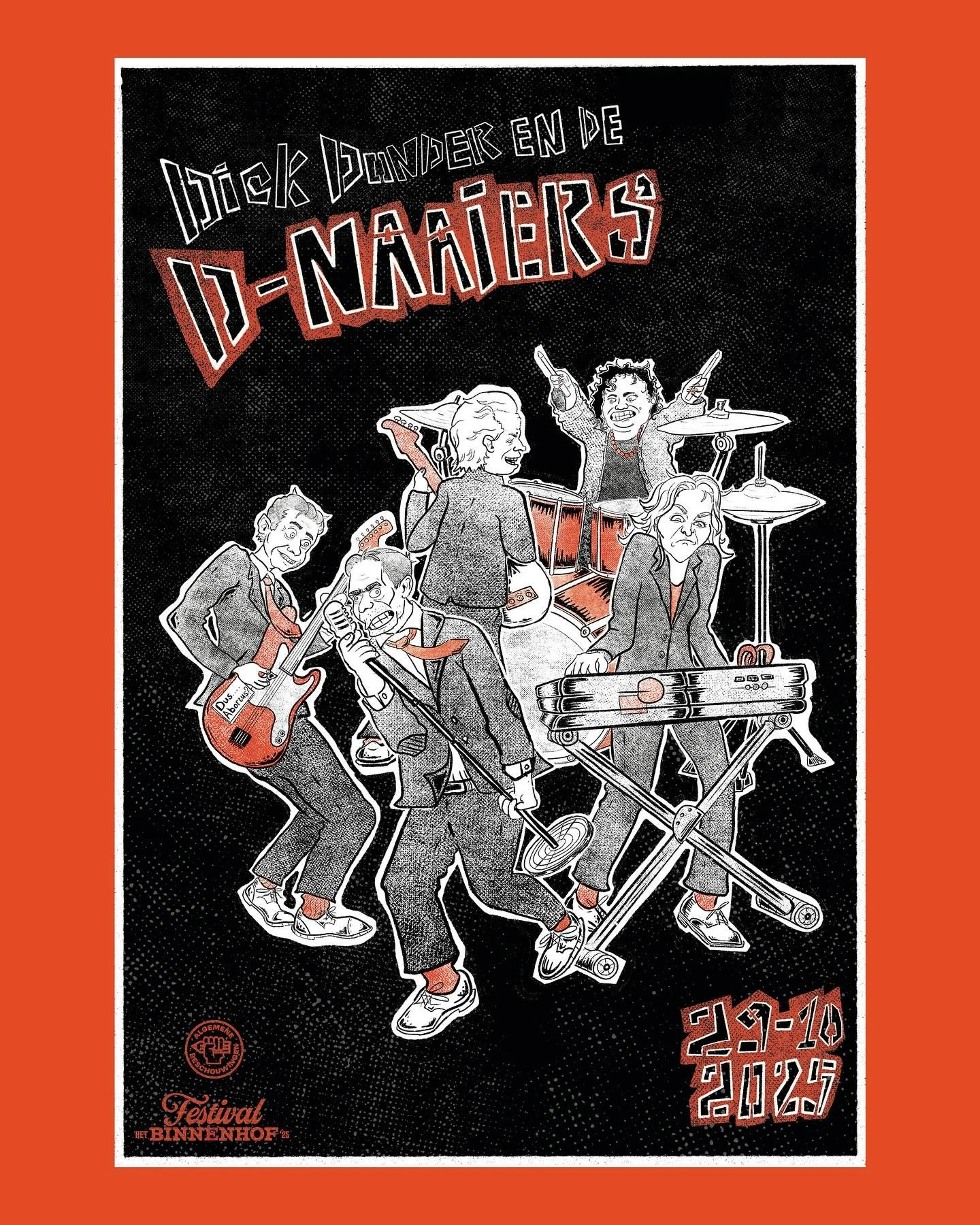 Je rechtse oom z&rsquo;n nieuwe favoriete band: Dick Donder en de D-Naaiers. 

Frontman: Dick &lsquo;Donder&rsquo; Schoof
Gitaar: Chris Stoffer 
Basgitaar: Geert Milders
Drums: Caroline ven der ples
Kets: Dilan Yesilg&ouml;z

Zij spelen onironisch ee