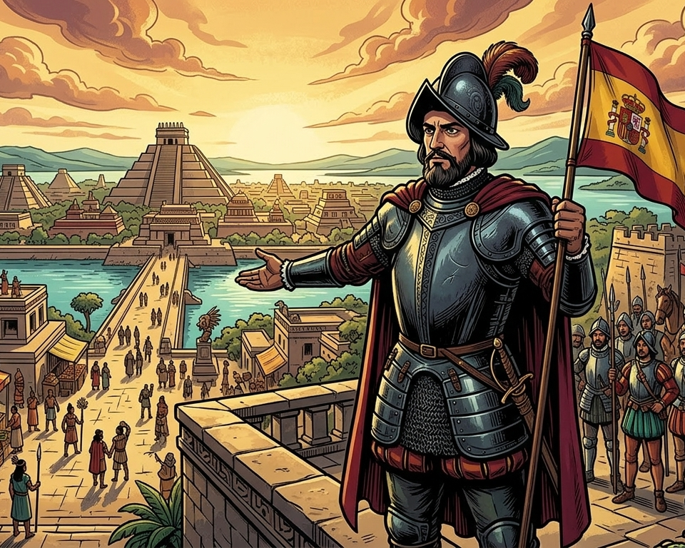 Hernán Cortés – španielsky dobyvateľ, ktorý zničil Aztécku ríšu