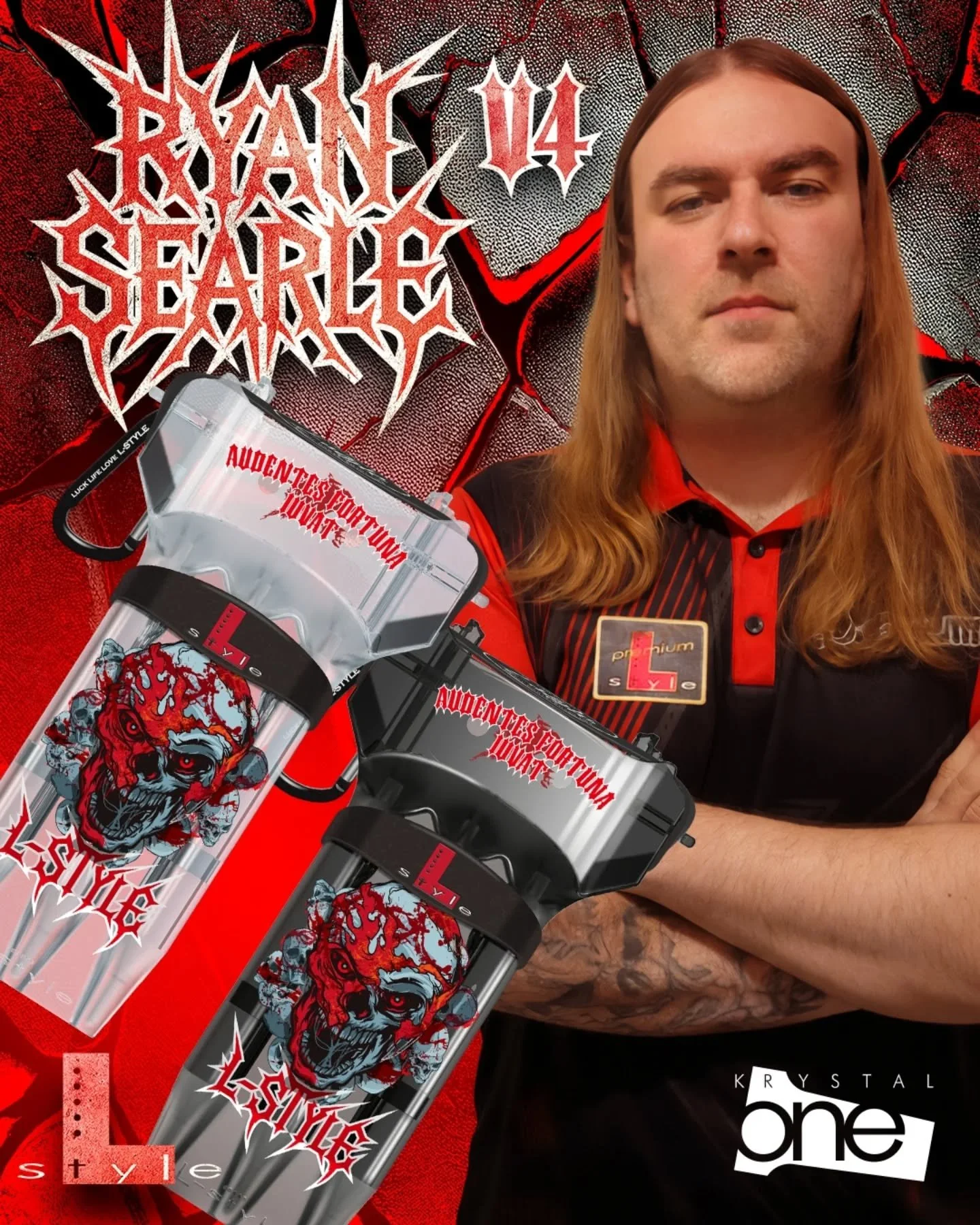 FORTUNE FAVORS THE BOLD. 💀🔥

​If you&rsquo;ve already picked up the L-style Ryan Searle V4 flights, it&rsquo;s time to give them the home they deserve. The Ryan Searle Signature Krystal One cases are officially here to complete your Heavy Metal set