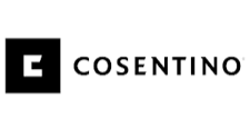 Cosentino logo featuring a black square with a stylized letter 'C' and the word 'COSENTINO' in black text.