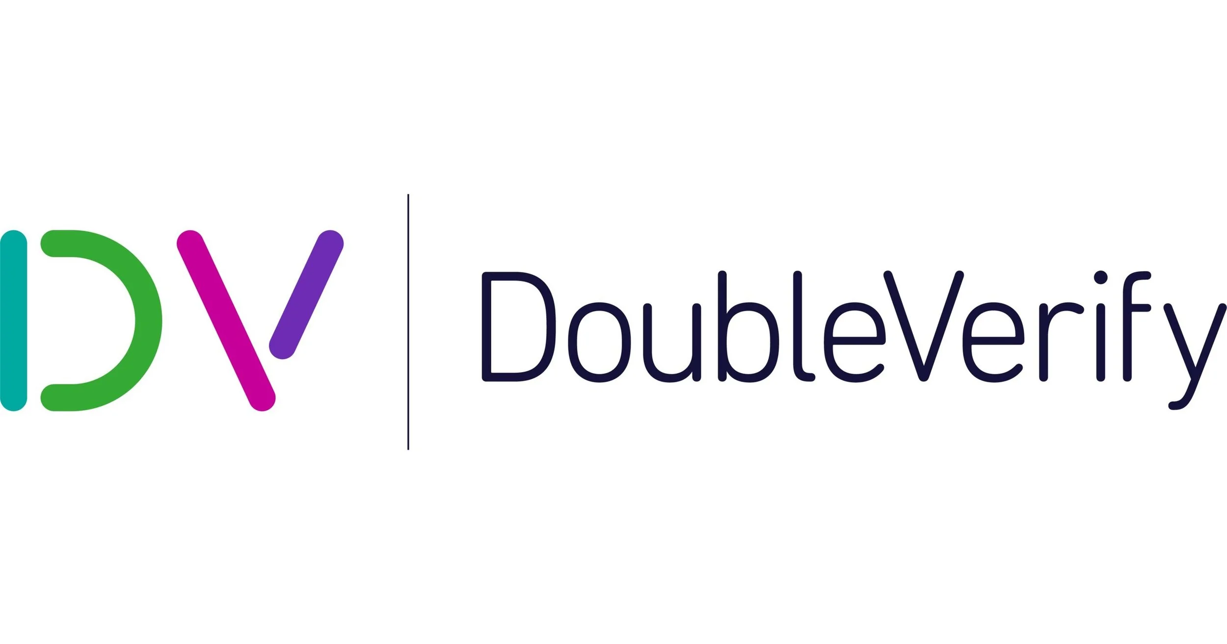 Logo of DoubleVerify featuring stylized letters 'DV' in blue, green, and purple, with the word 'DoubleVerify' in dark text to the right.