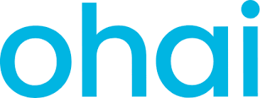 Text spelling out the word 'ohai' in blue lowercase letters.
