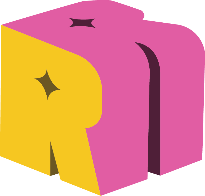Logo for the Runway Rumble Drag Competition, featuring pink boxing gloves hanging like a pair of shoes on a yellow circle background, with a multicolored border.