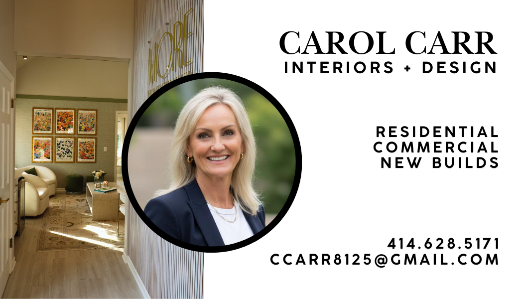 Blonde lady with navy blazer offering interior design services