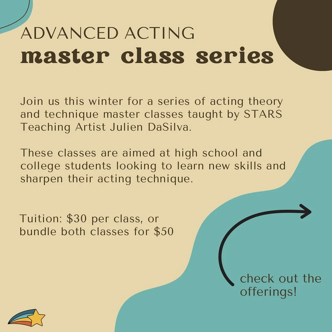 Introducing our winter acting masterclass series! Join us over winter break to pick up some new techniques and sharpen your skills. These classes are great for serious high school actors or college students home for break. 

Registration is open now!
