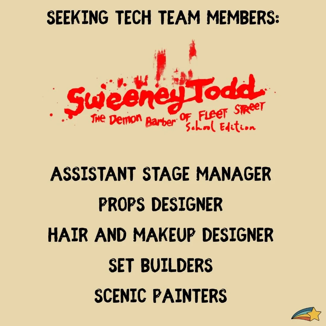 Want to join our team this fall? We&rsquo;re looking to fill a few spots on the production team for our upcoming performance. Designers, technicians, and stage managers of all ages are welcome. Reach out to sierra@theatrestars.org with your resume or