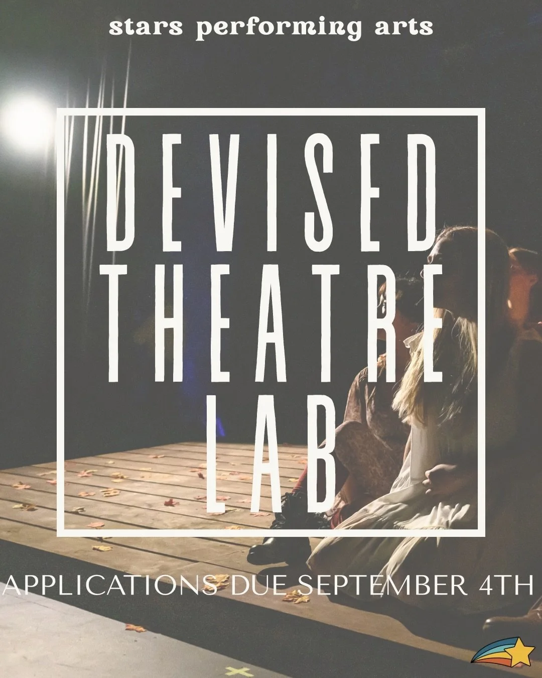 Last chance!

Applications for our devised theatre lab are due by the end of the day tomorrow! 

All information about this brand new program can be found on our website. Reach out to hannah@theatrestars.org with any questions.
