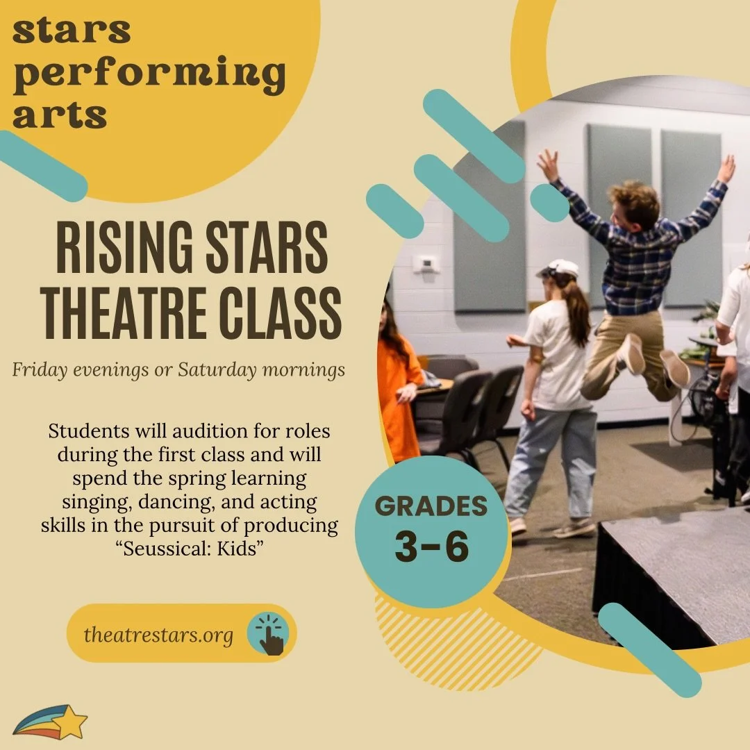 Registration is open now for Rising STARS, our beginner theatre class for grades 3-6!

This year, the Rising STARS class will present Seussical: Kids!