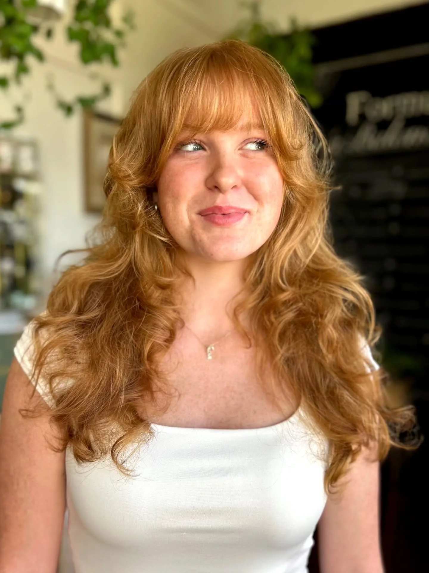 She's so high above me, like Cleopatra, Joan of Arc or Aphrodite 

Cut by @named_carissa.vaughn 

Styled with @owayusaofficial 

#redhead #curlycut #layers