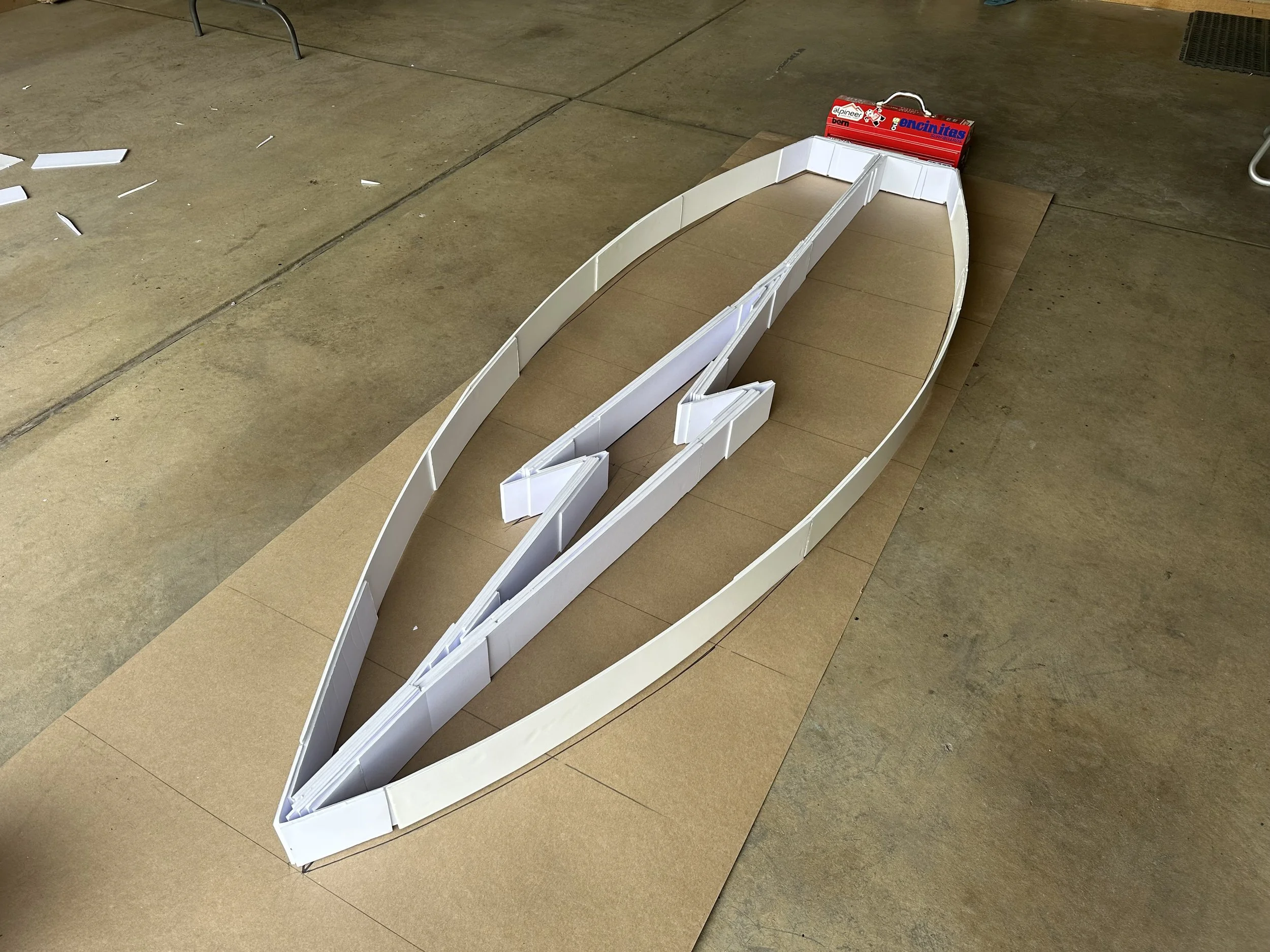 A conceptual scale model made from foam core