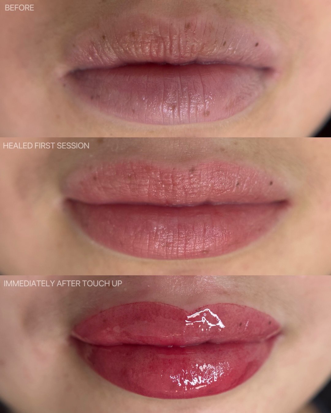 My client didn&rsquo;t like how pale her lips appeared. For her first session, we kept things soft and natural, adding just a hint of colour rather than building too much intensity. At her touch-up appointment, she felt more confident and wanted to e