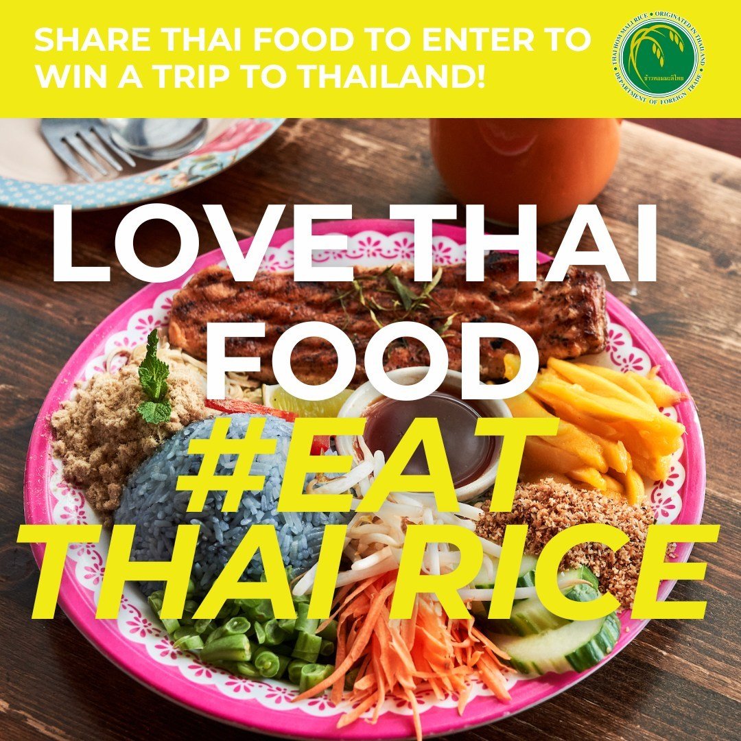 Eat Thai Food ➡️ Post Thai Rice ➡️ Enter to win a trip to Thailand! 

How to enter Thai Rice's contest for a chance to win ✈️🍚🇹🇭:

TO ENTER:
🟢Follow our official social media accounts, @eatthairice, on IG &amp; FB.
🟢 Share a post preparing a Tha