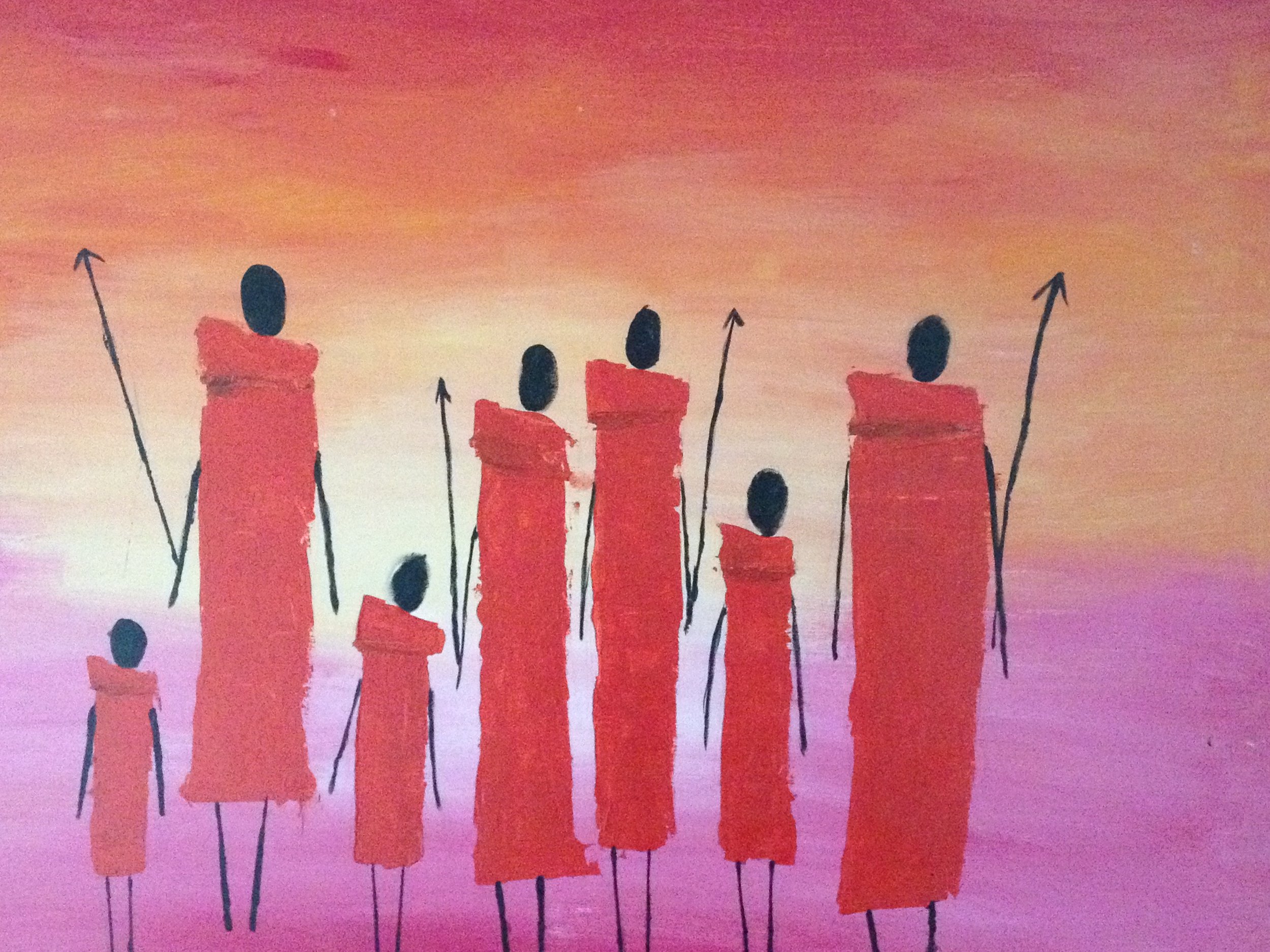 The Tribe - mixed media on wood