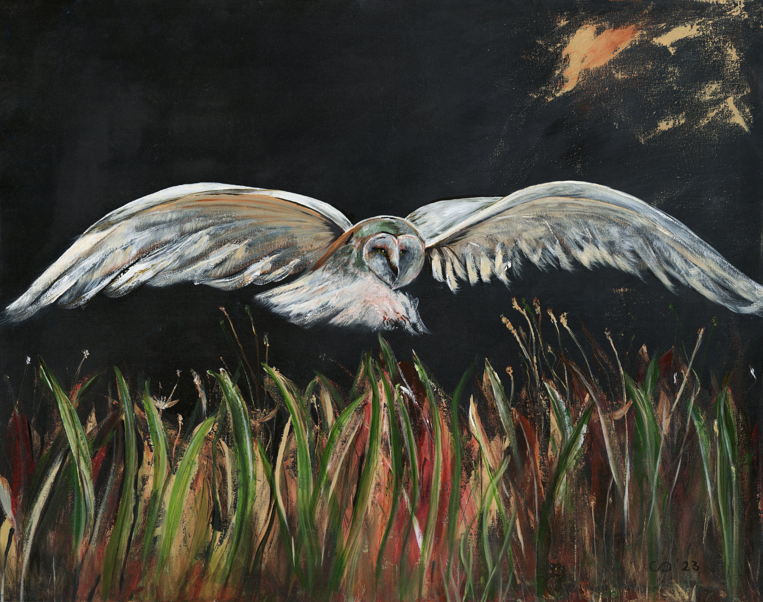 The Owl and the Mouse - mixed media on canvas