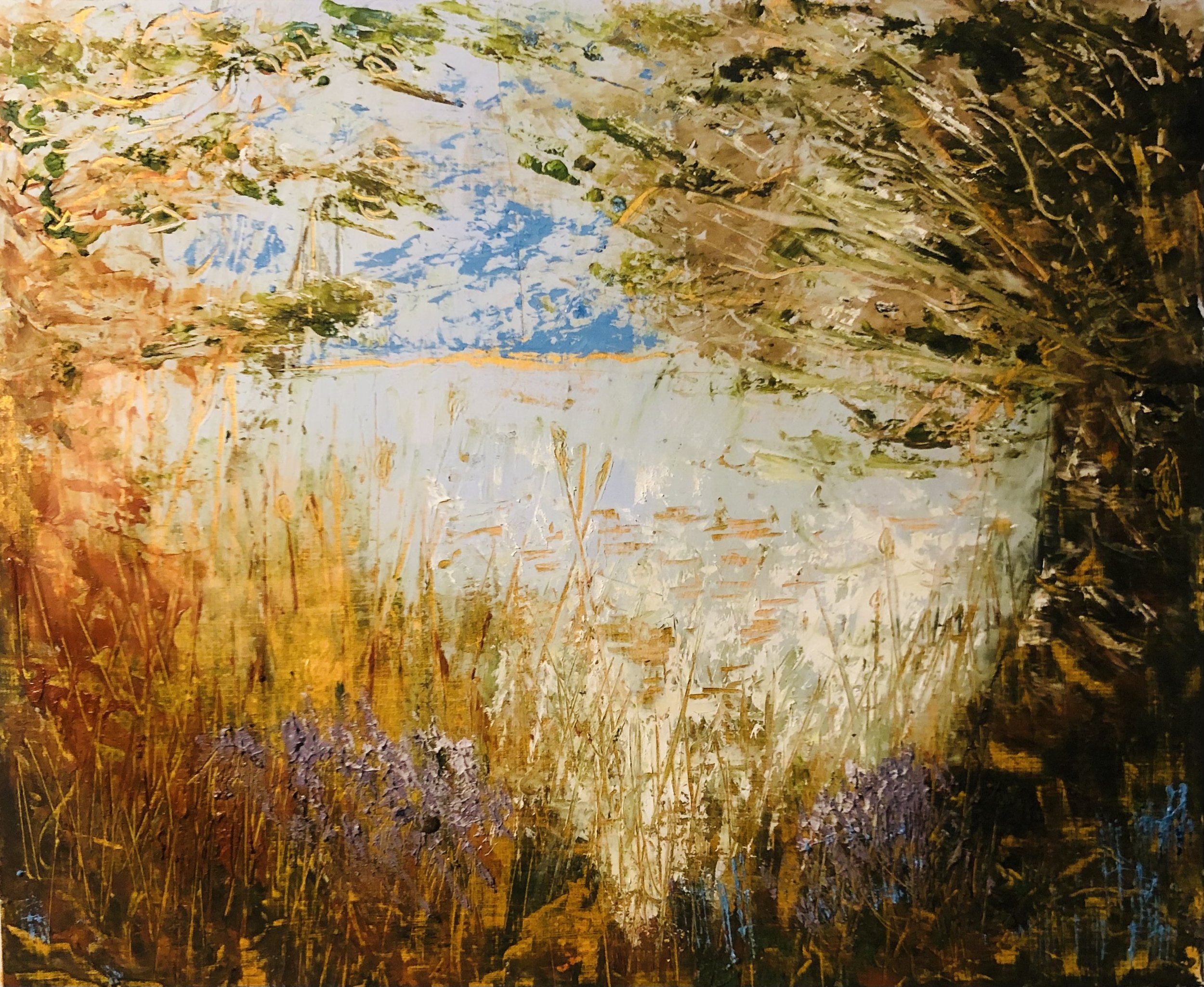 Distant Mountains- Oil and wax on board