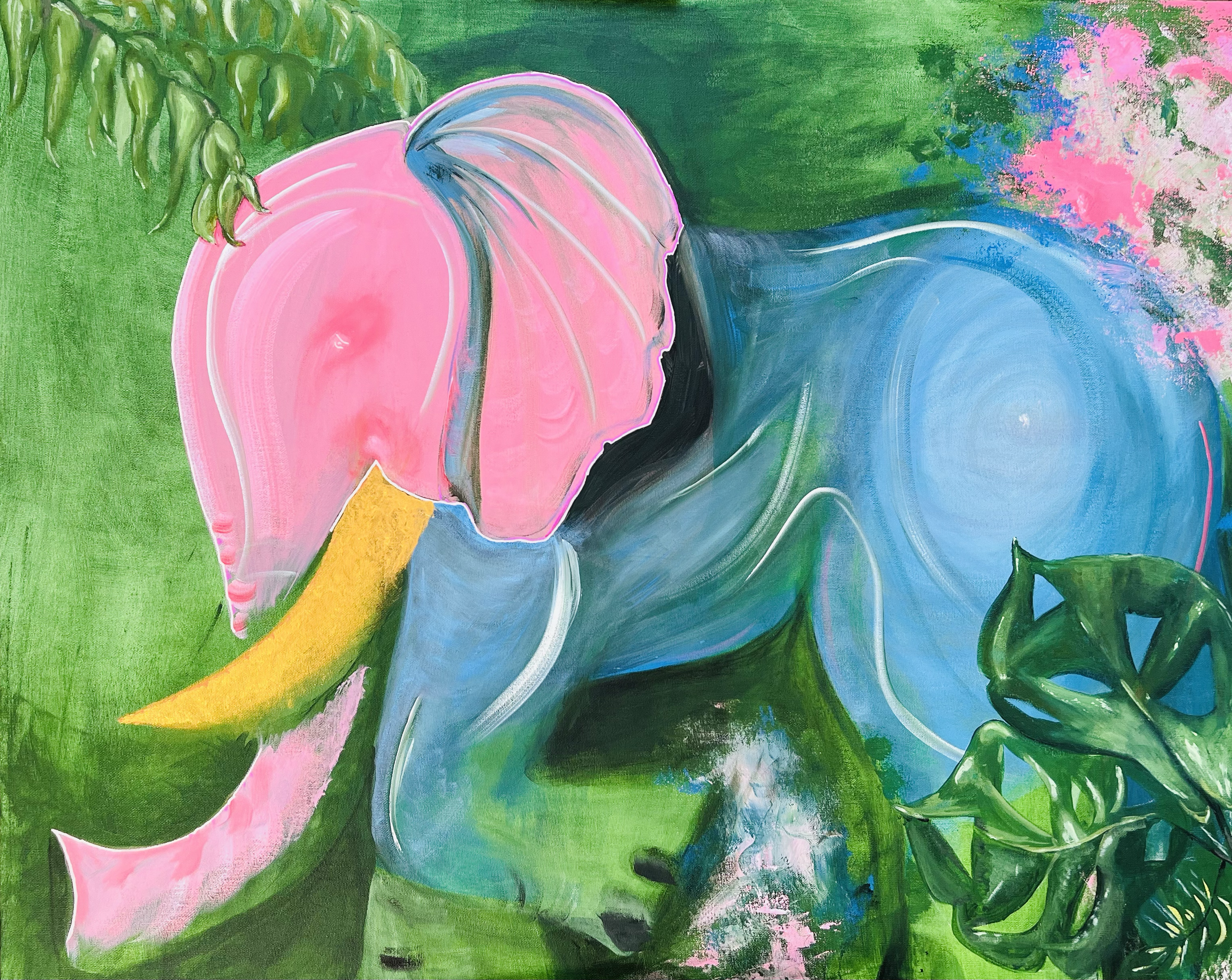 Pink Elephant - acrylic on canvas