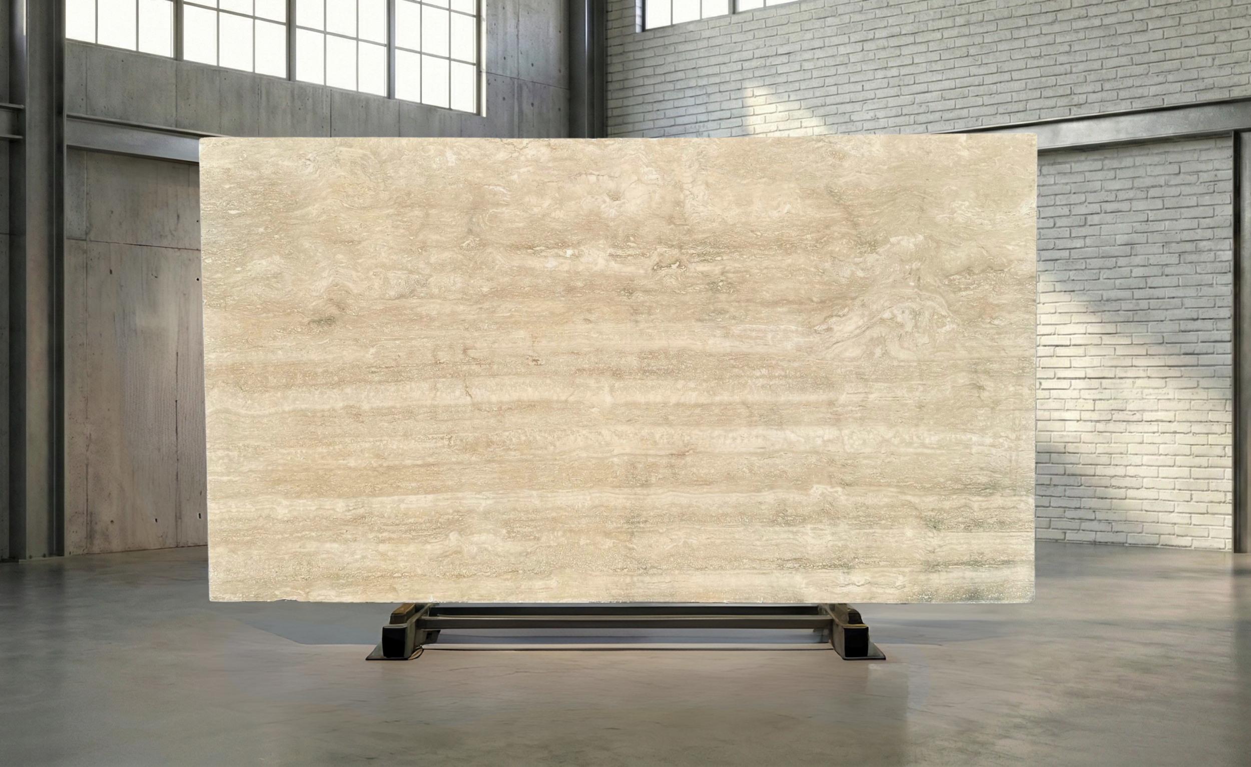 Navona Vein-Cut Filled & Honed Travertine Slab