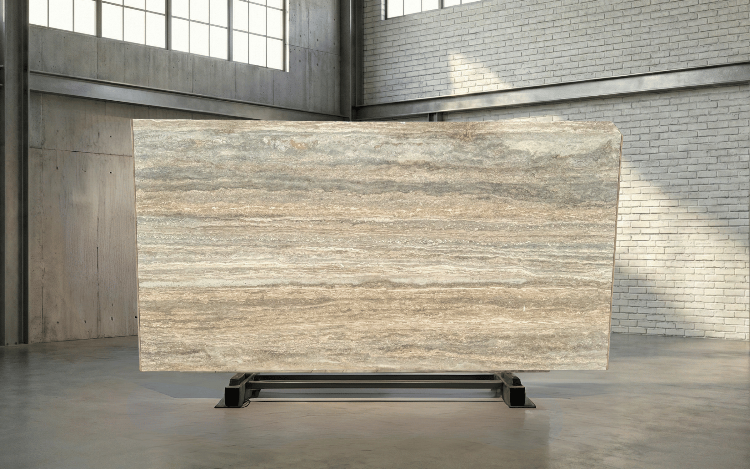 Titanium Travertine Vein-Cut Filled & Honed Slab