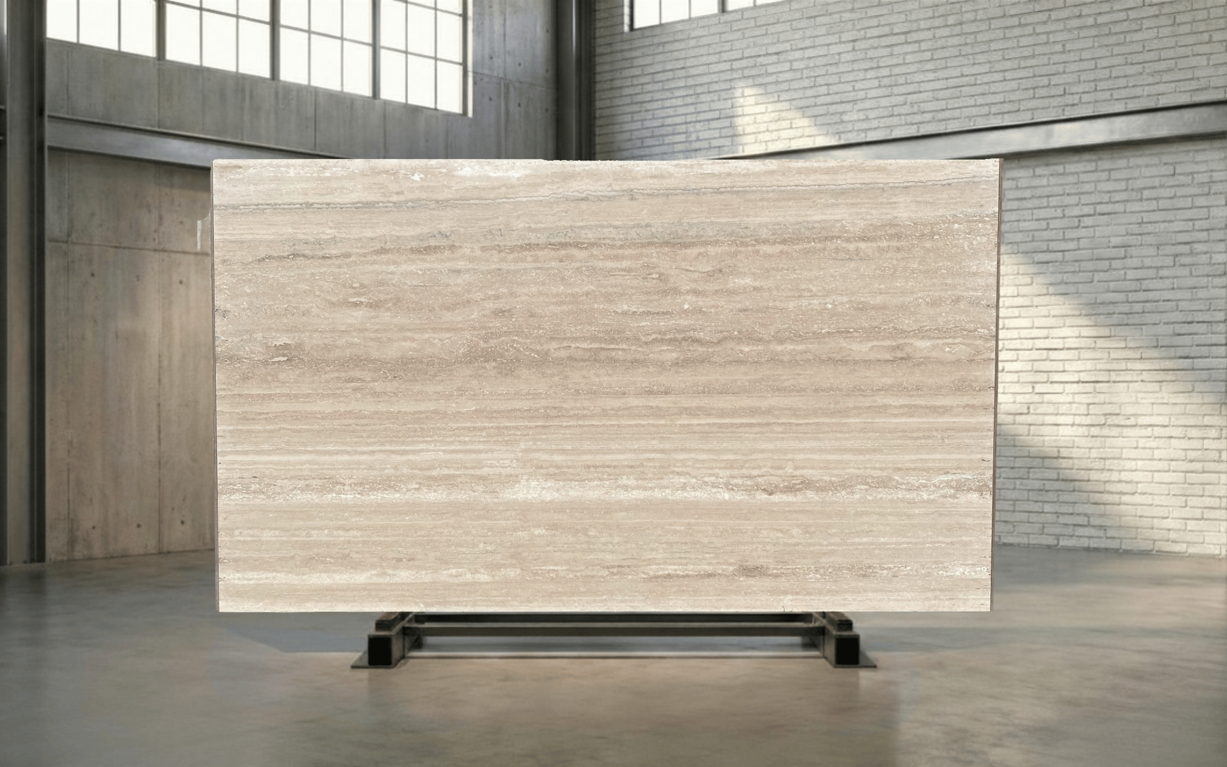 Silver Light Vein-Cut Filled and Honed Travertine Slab