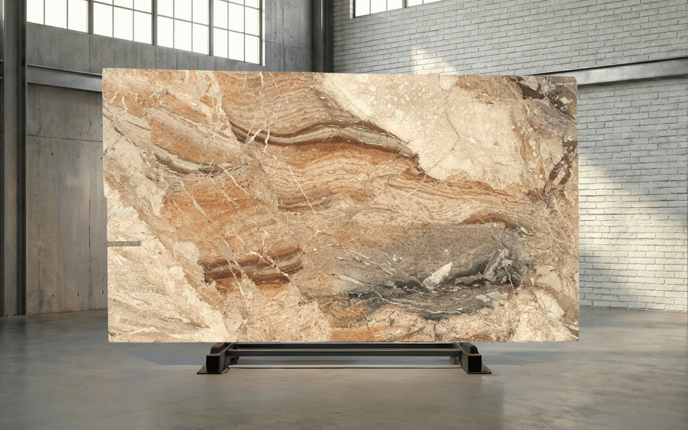 Breccia Aurora Honed Marble Slab
