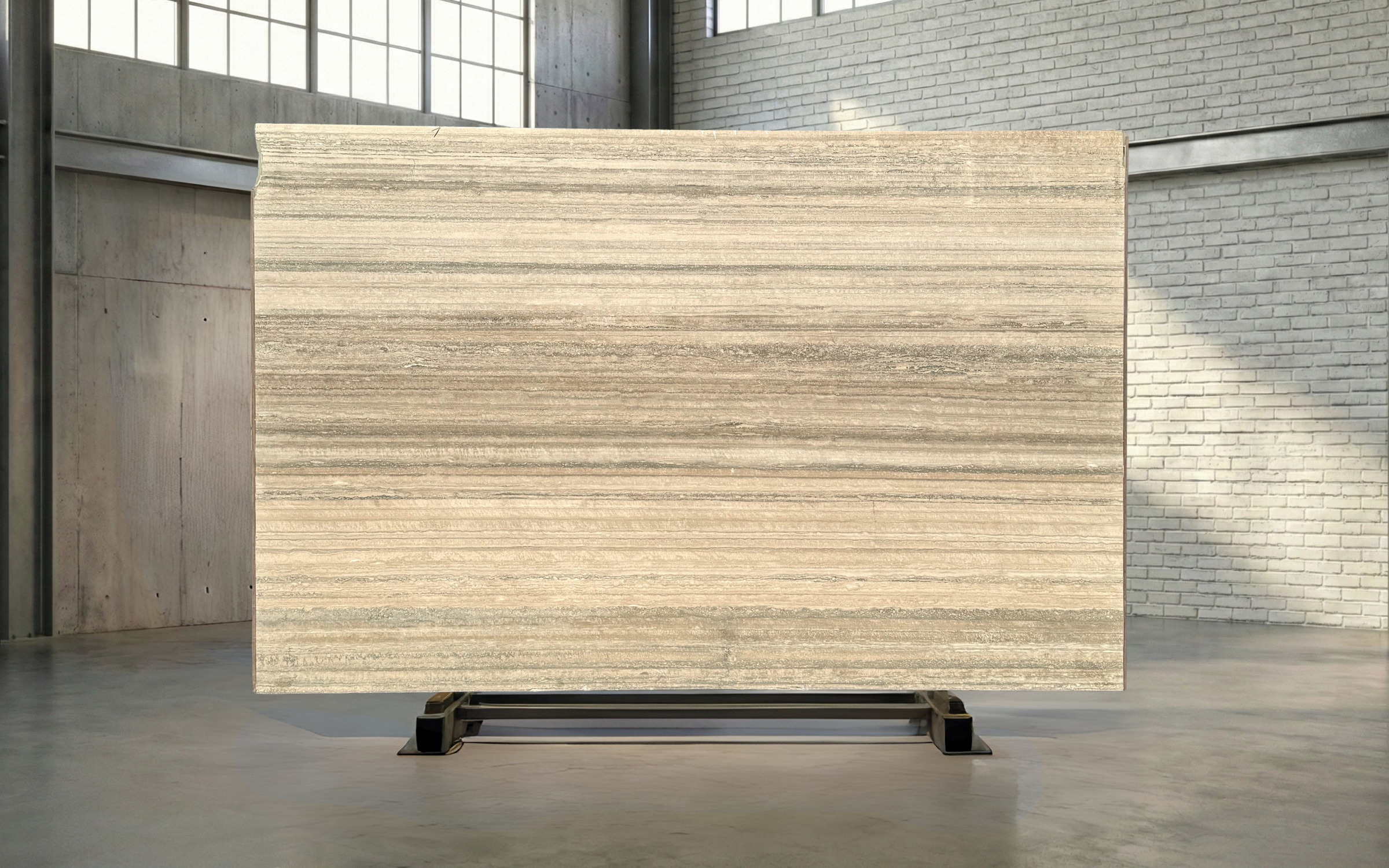 Silver Crystal VC Filled & Honed Italian Travertine Slab