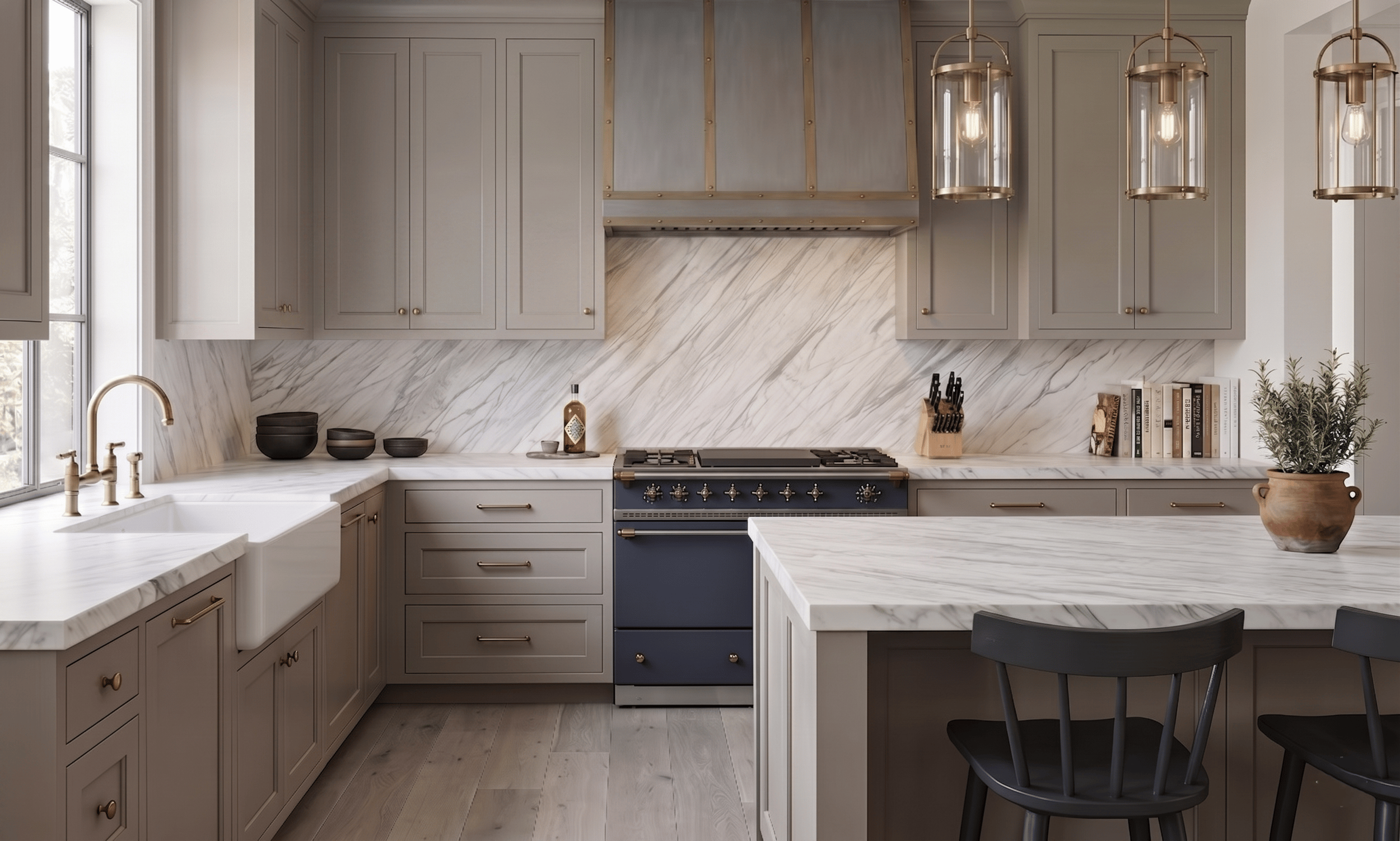 Calacatta Cremo Venato Honed Kitchen