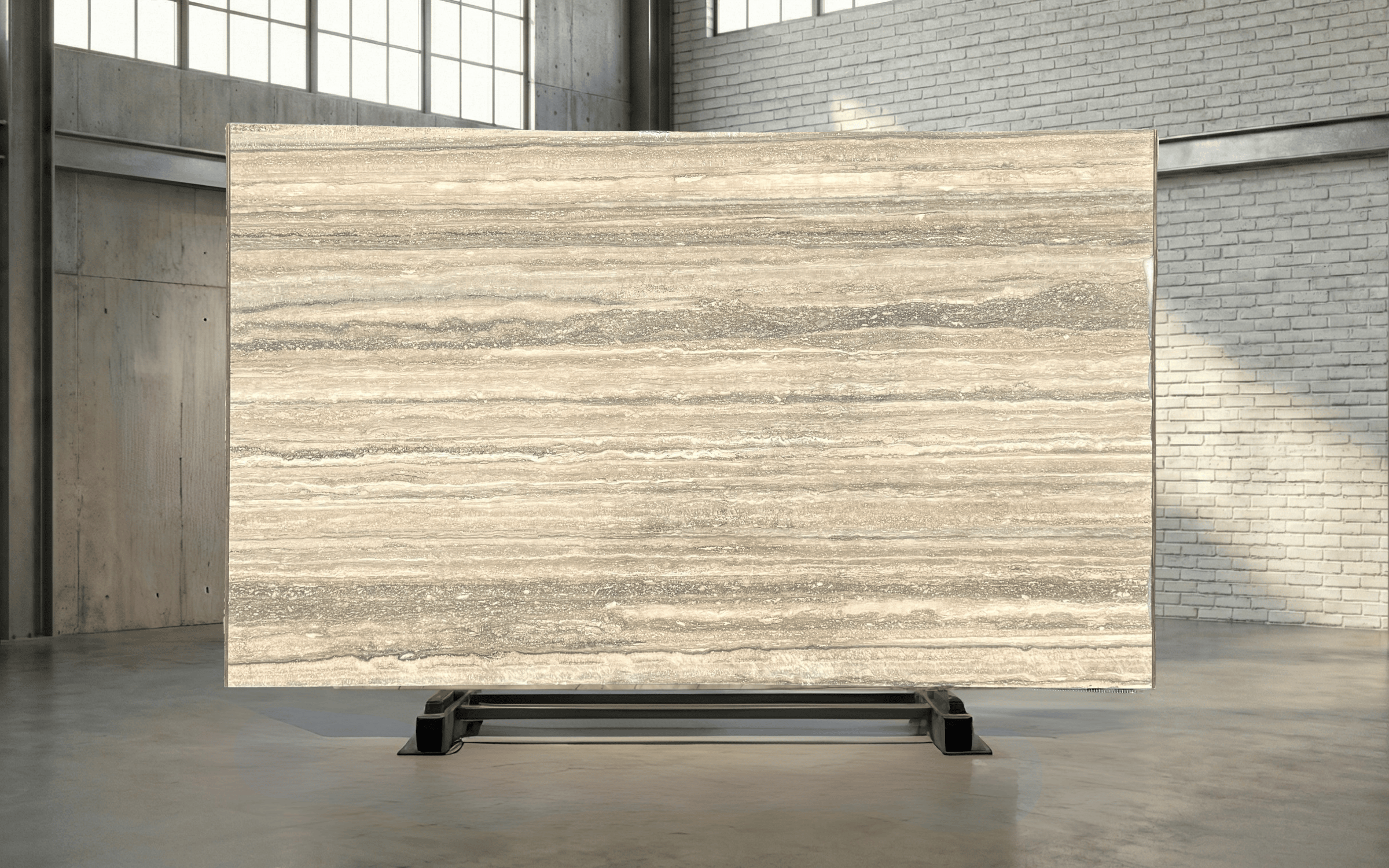 Ocean Silver VC Filled & Honed Italian Travertine Slab