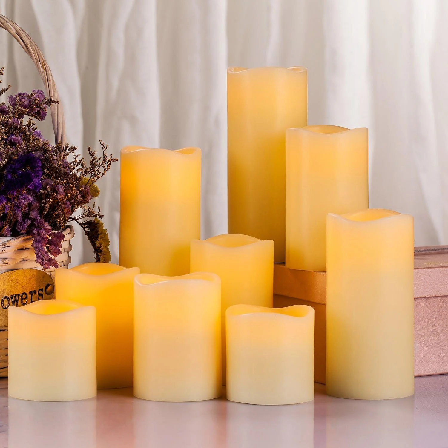 Warm Glow Flameless LED Candles 3" (sizes from 3" to 8")