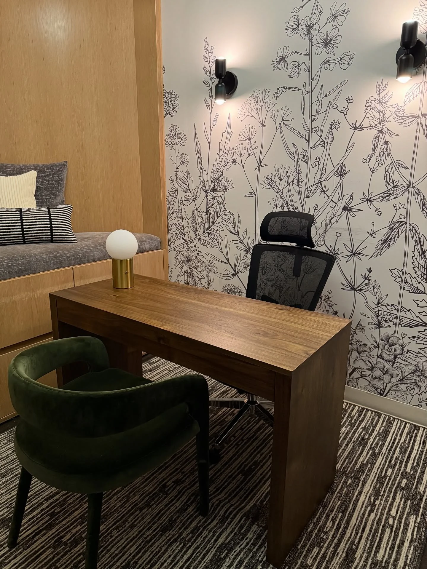 A little sneak peek&hellip; We just finished a few of the office spaces for a longevity clinic we&rsquo;ve been designing. Still lots more to wrap up before the full project reveal, but couldn&rsquo;t resist sharing this corner. Can&rsquo;t wait to s