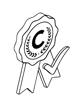 Line drawing representing certification
