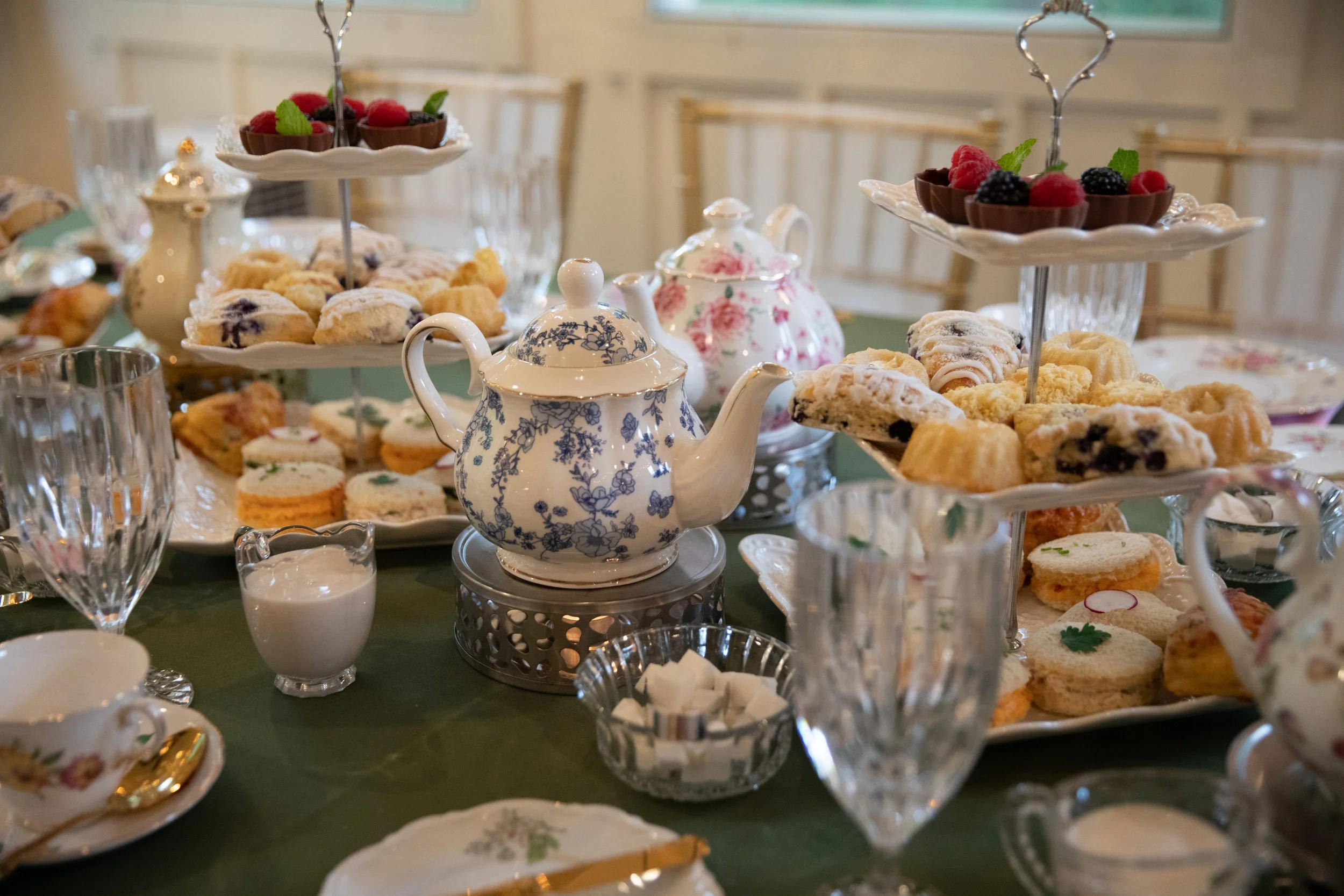 vintage fine china plates, full tea service, glassware, flatware, table accessories and serving rental