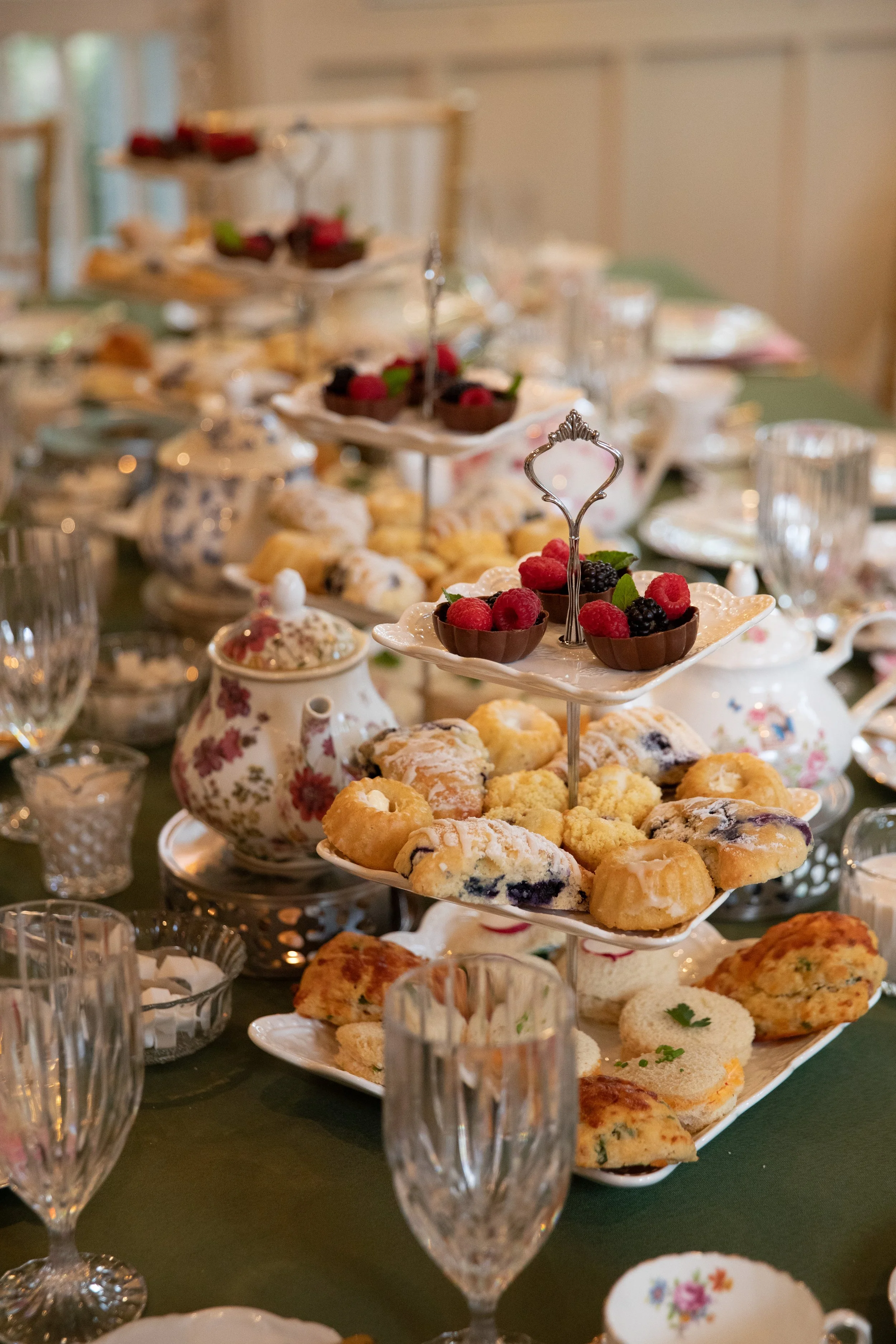 vintage fine china plates, full tea service, glassware, flatware, table accessories and serving rental