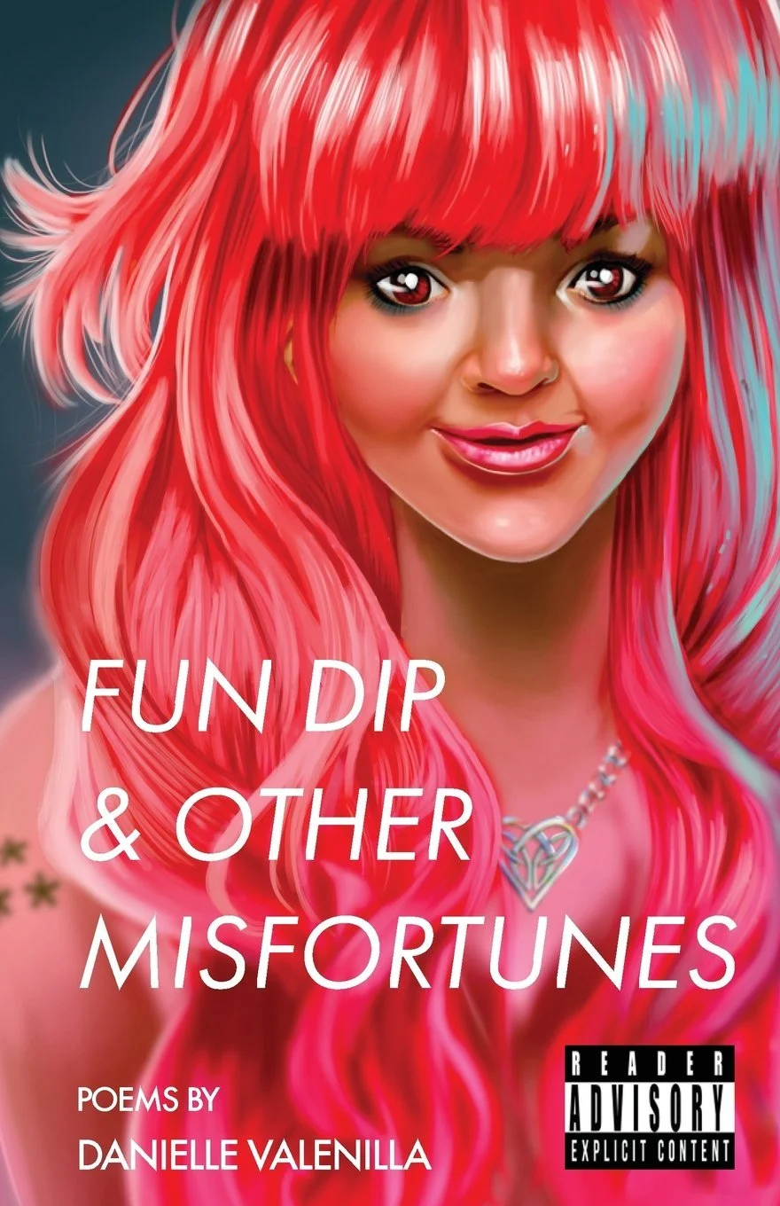 Book cover shows a portrait illustration of a girl with vibrant pink flowy hair and bangs. She has an asterism shoulder tattoo and is wearing a celtic  knot necklace.