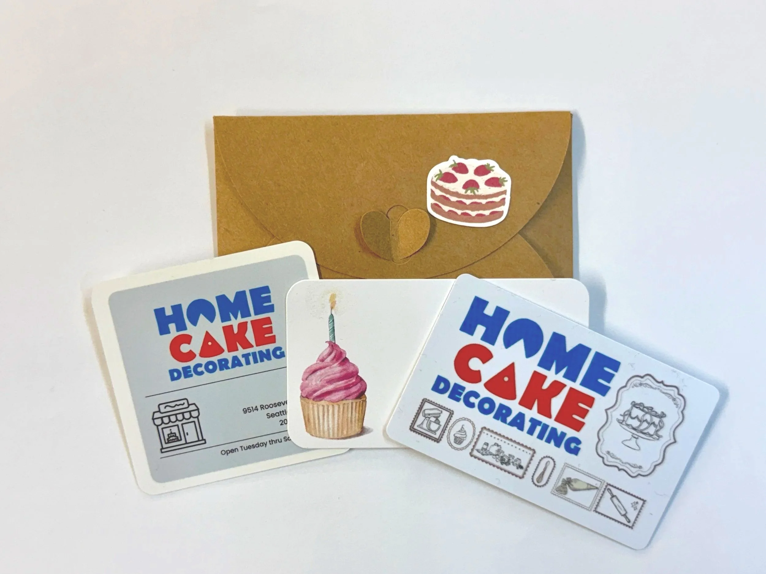 gift card with blank note card, envelope, and sticker